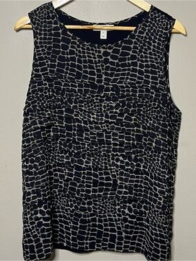 Dana Buchman Black Tan Reptile Print Sleeveless Blouse Woman XL Layering Office